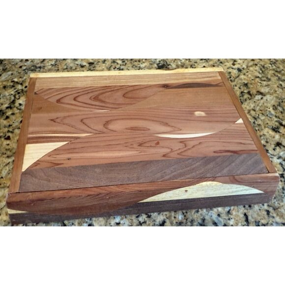 Cedar Valet Tray Handmade Dresser Box Organizer  Storage Tray Inlaid Turquoise - Picture 5 of 6